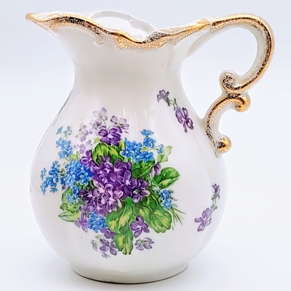 Vintage Lefton China Hand Painted Spring Bouquet 4585 Small Pitcher